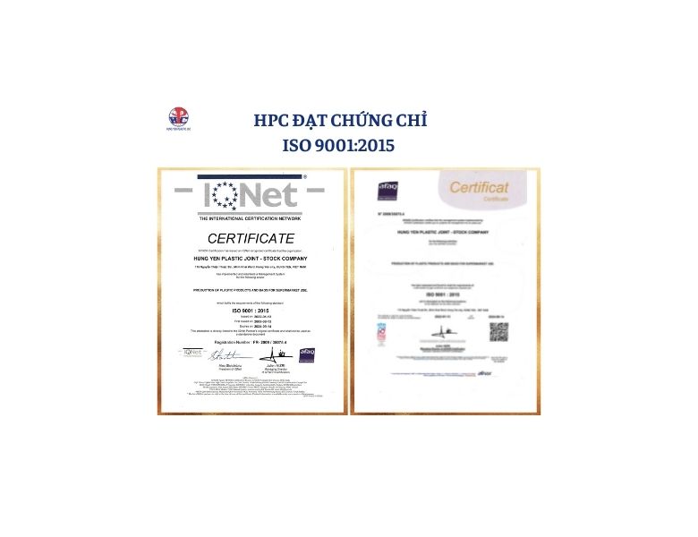 Công ty Nhựa Hưng Yên đạt chứng chỉ ISO 9001:2015
